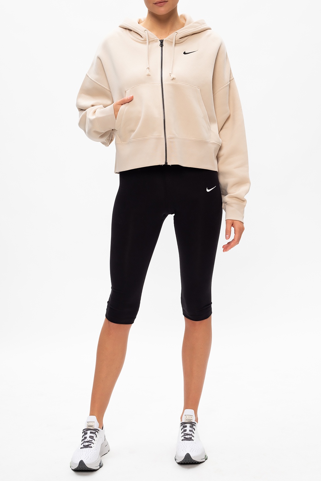 Nike zip up online hoodie oatmeal